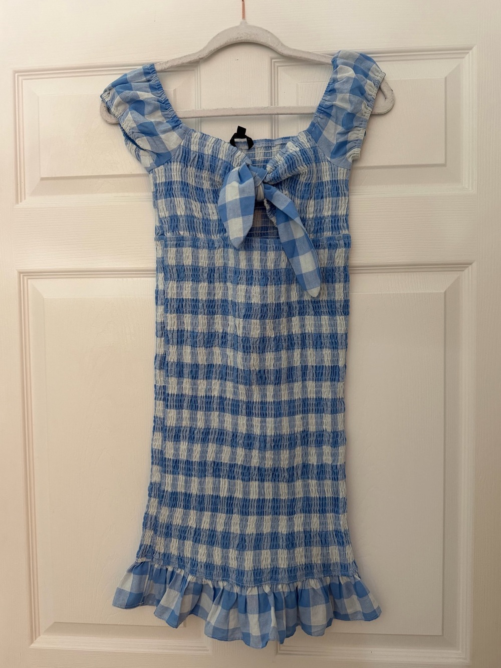 Papermoon Blue and White Gingham Smocked Dress